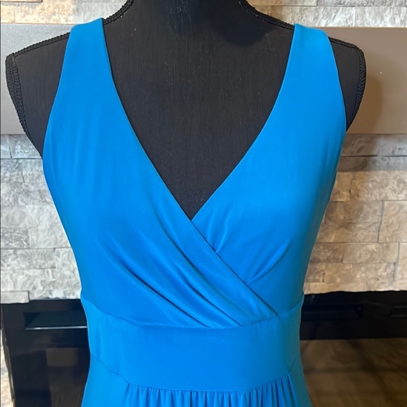 Ralph Lauren Blue Sleeveless V-Neck Prom Maxi Dress - Picture 3 of 11